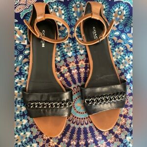 Coach Black and Brown Chain Sandals 9B